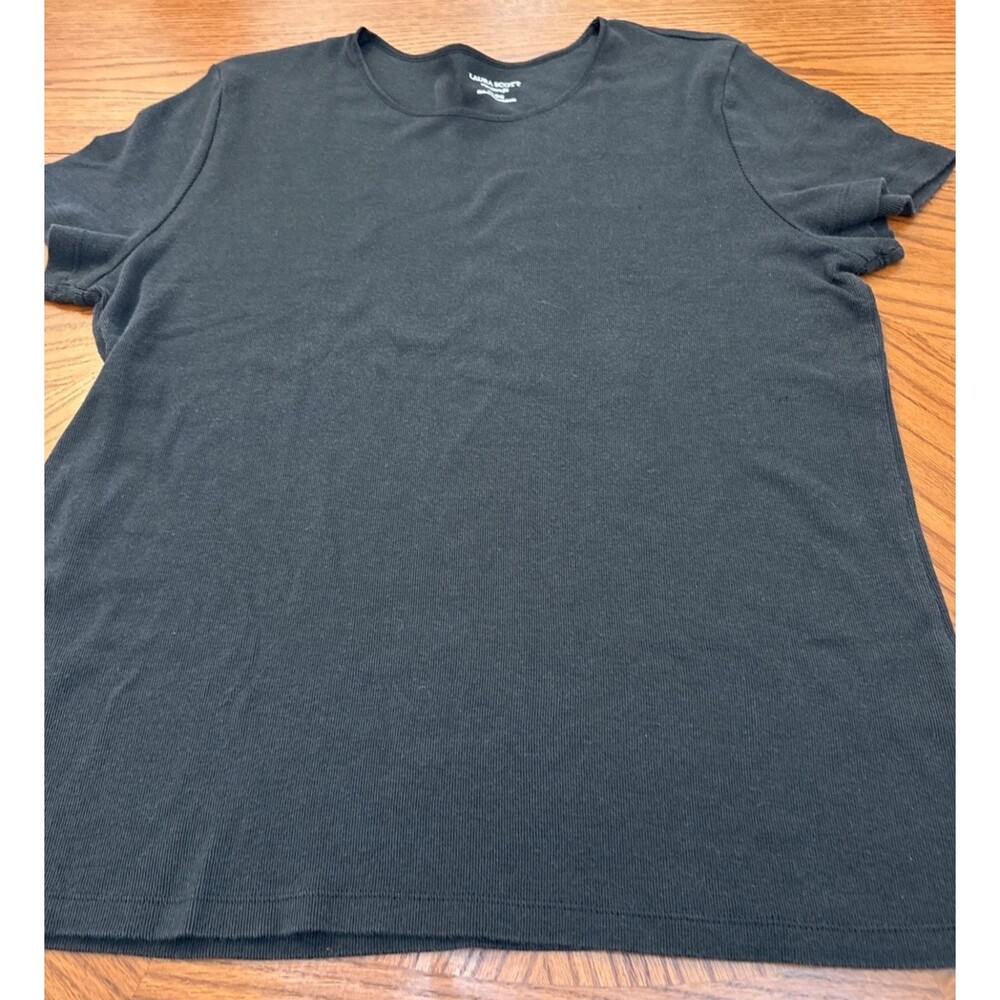Laura Scott Signature Fit Tee Shirt Black Premium Weight Drapes Nicely Size XL